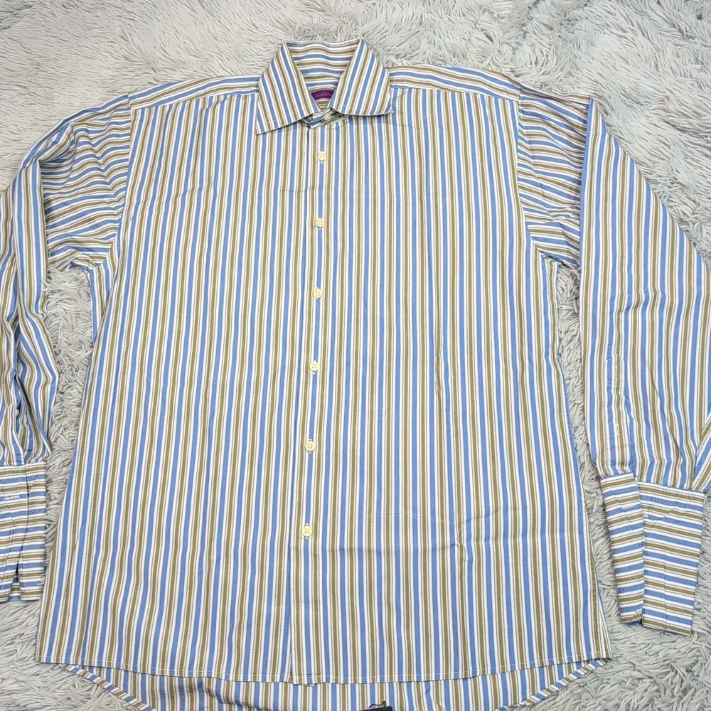 Kuhlman Shirt Mens S 39 Blue‎ Striped Button Up Career Casual Professional